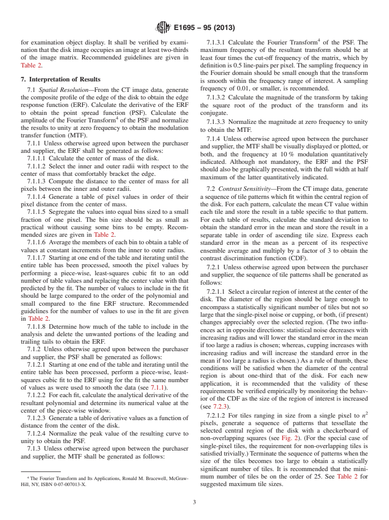 ASTM E1695-95(2013) - Standard Test Method for  Measurement of Computed Tomography (CT) System Performance