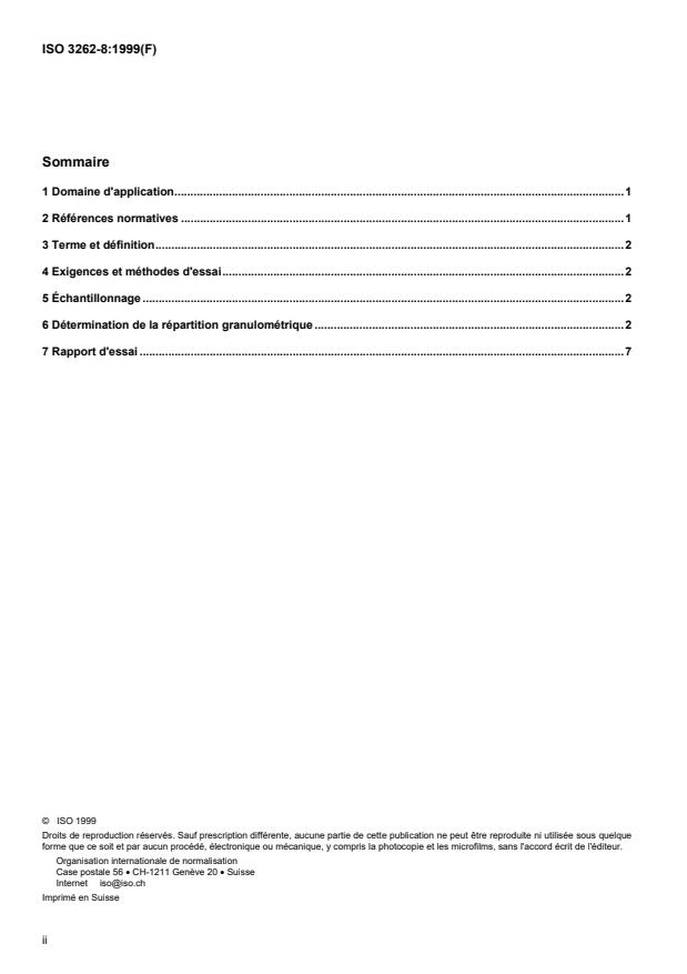 ISO 3262-8:1999 ISO 3262-8:1999 - Matieres de charge pour peintures -- Spécifications et méthodes d'essai - Page 2 preview