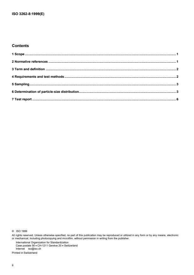 ISO 3262-8:1999 ISO 3262-8:1999 - Extenders for paints -- Specifications and methods of test - Page 2 preview