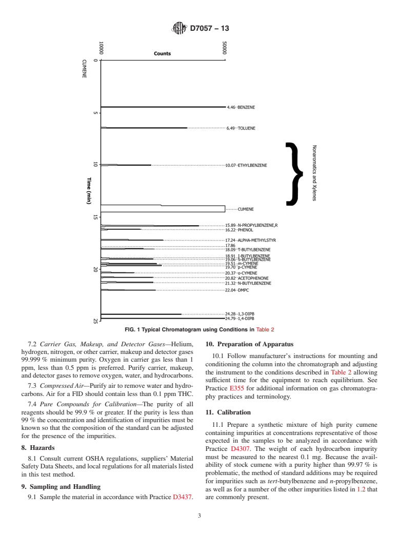 ASTM D7057-13 - Standard Test Method for Analysis of Isopropylbenzene (Cumene) by Gas Chromatography   (External  Standard)