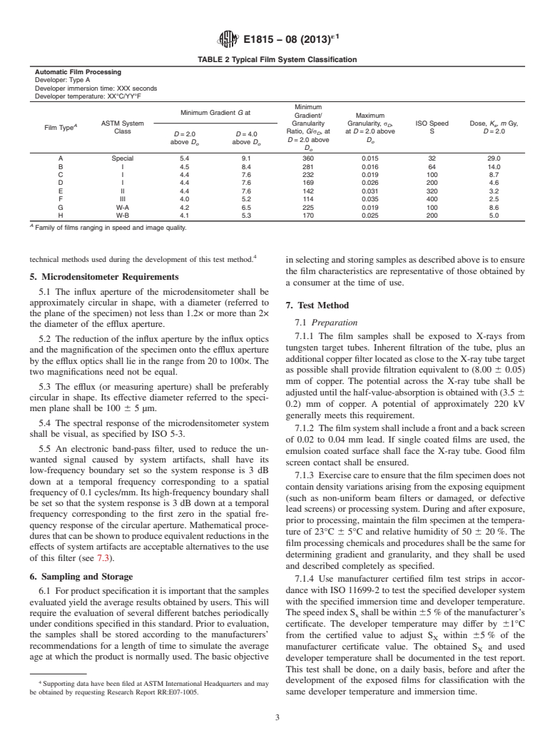 ASTM E1815-08(2013)e1 - Standard Test Method for Classification of Film Systems for Industrial Radiography