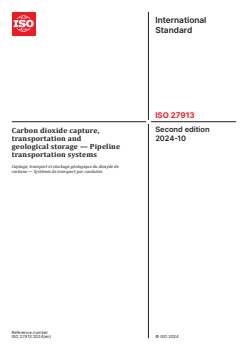 ISO 27913:2024 - Carbon dioxide capture, transportation and geological storage — Pipeline transportation systems
Released:17. 10. 2024 - Page 1 preview