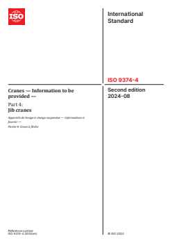 ISO 9374-4:2024 ISO 9374-4:2024 - Cranes — Information to be provided — Part 4: Jib cranes
Released:22. 08. 2024 - Page 1 preview
