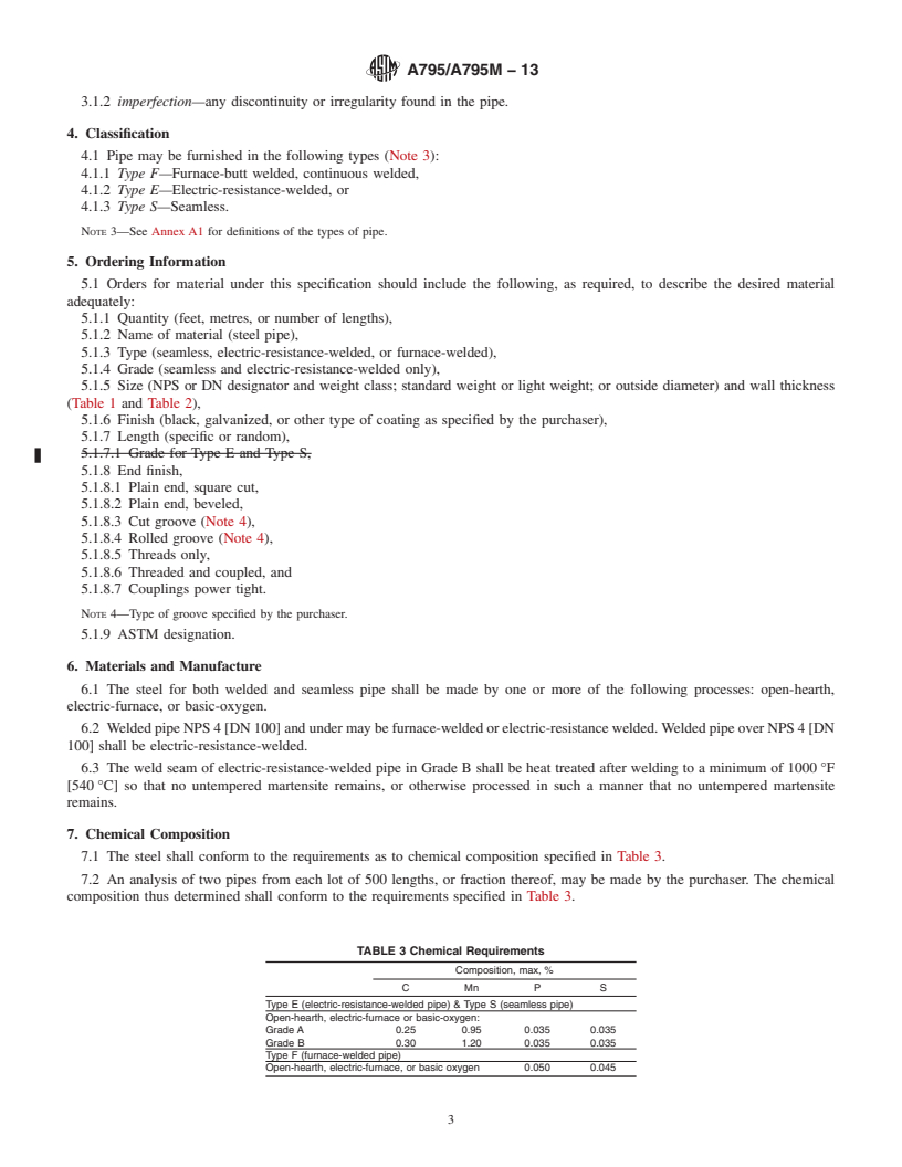 REDLINE ASTM A795/A795M-13 - Standard Specification for  Black and Hot-Dipped Zinc-Coated (Galvanized) Welded and Seamless  Steel Pipe for Fire Protection Use