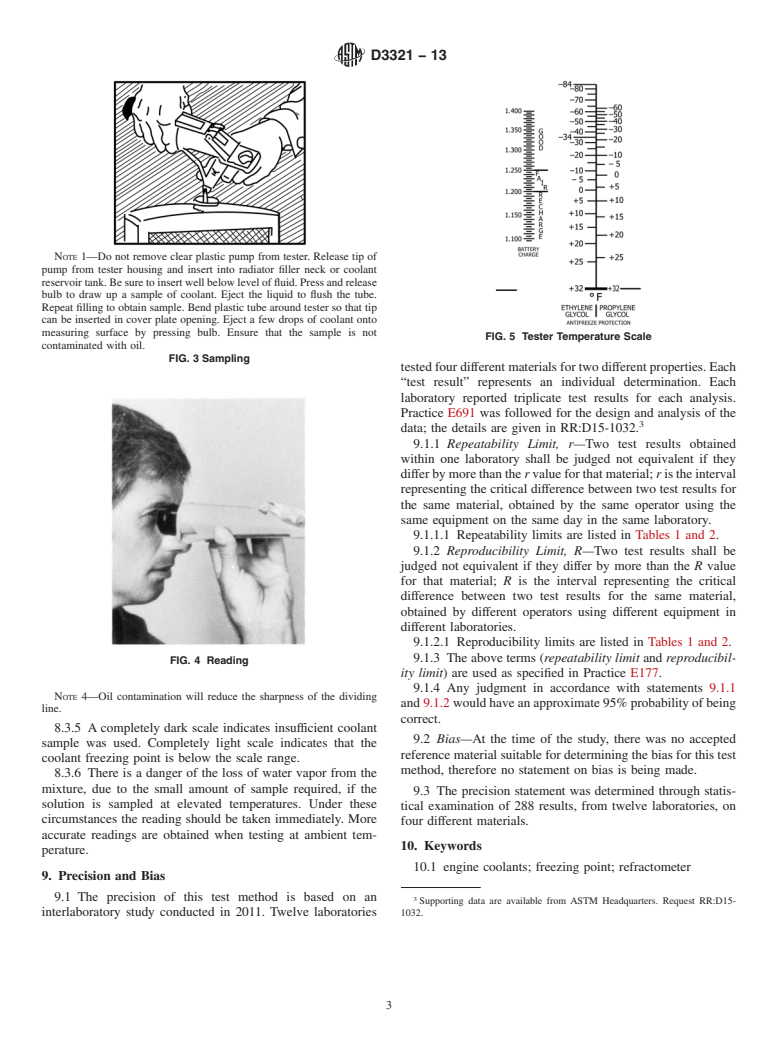 ASTM D3321-13 - Standard Test Method for  Use of the Refractometer for Field Test Determination of the  Freezing Point of Aqueous Engine Coolants