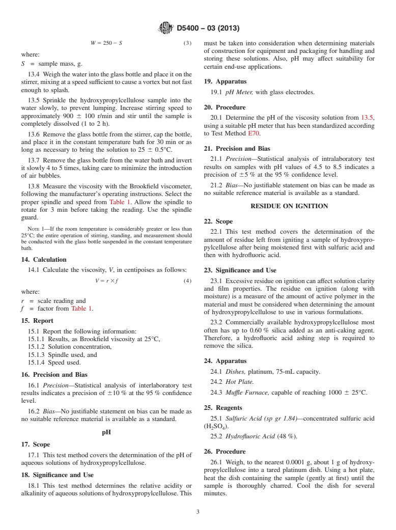 ASTM D5400-03(2013) - Standard Test Methods for Hydroxypropylcellulose