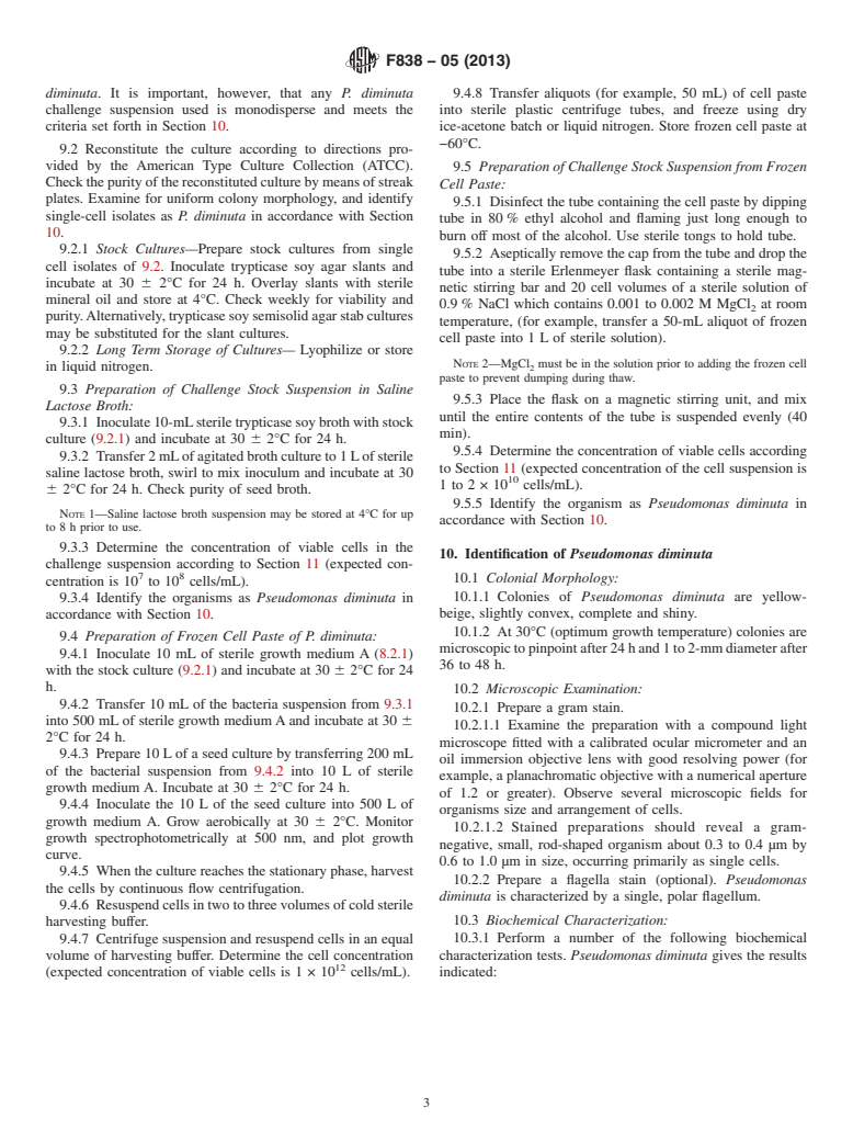 ASTM F838-05(2013) - Standard Test Method for  Determining Bacterial Retention of Membrane Filters Utilized  for Liquid Filtration