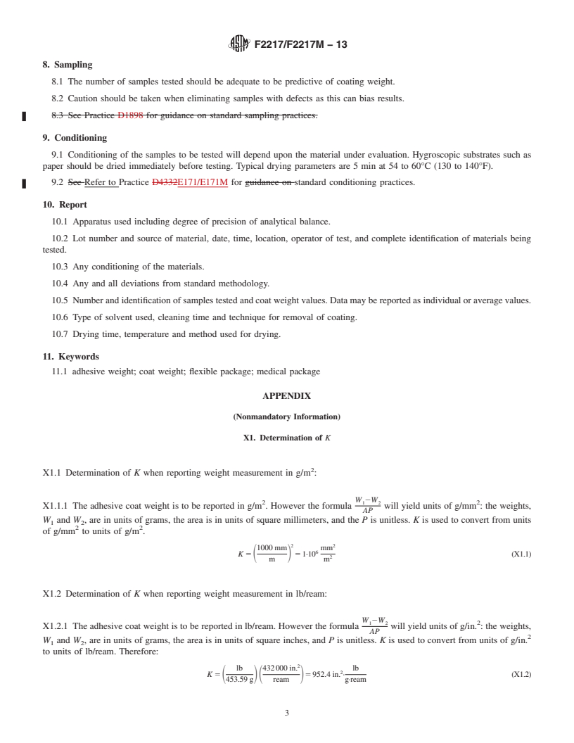 REDLINE ASTM F2217/F2217M-13 - Standard Practice for Coating/Adhesive Weight Determination