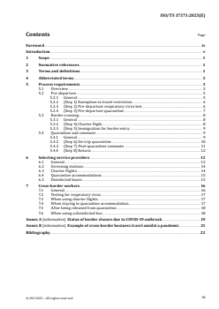 ISO/TS 17371:2023 - Healthcare organization management — Infection prevention and control (IPC) measures for cross-border workers
Released:12. 12. 2023 - Page 3 preview