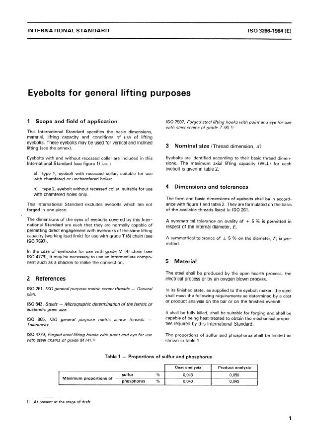 ISO 3266:1984 - Eyebolts for general lifting purposes