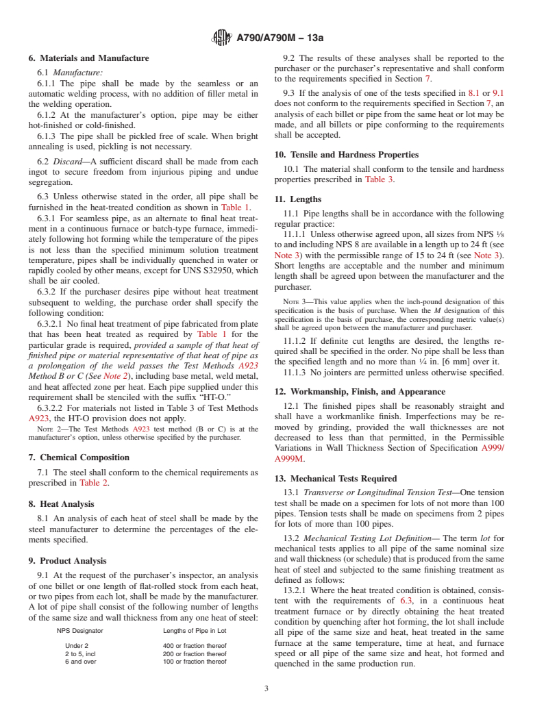 ASTM A790/A790M-13a - Standard Specification for  Seamless and Welded Ferritic/Austenitic Stainless Steel Pipe