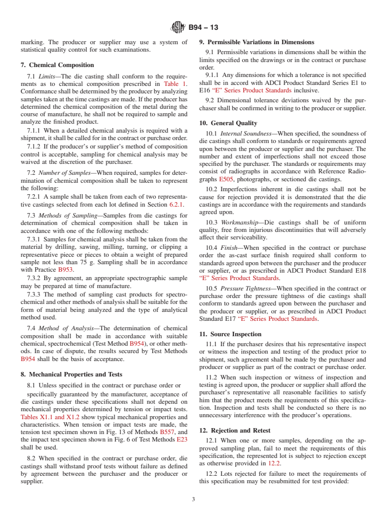 ASTM B94-13 - Standard Specification for  Magnesium-Alloy Die Castings