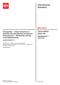 ISO 11277:2020/Amd 1:2024 ISO 11277:2020/Amd 1:2024 - Soil quality — Determination of particle size distribution in mineral soil material — Method by sieving and sedimentation — Amendment 1
Released:13. 06. 2024 - Page 1 preview