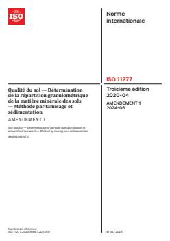 ISO 11277:2020/Amd 1:2024 ISO 11277:2020/Amd 1:2024 - Qualité du sol — Détermination de la répartition granulométrique de la matière minérale des sols — Méthode par tamisage et sédimentation — Amendement 1
Released:13. 06. 2024 - Page 1 preview