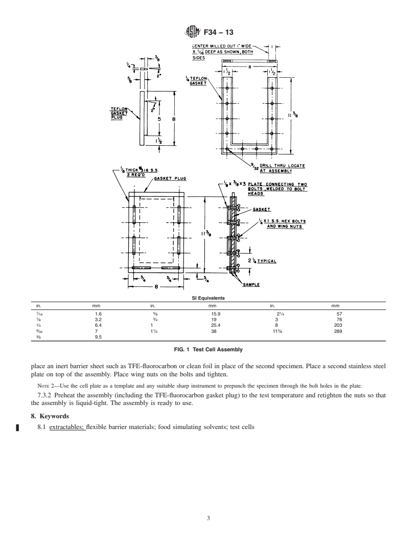 REDLINE ASTM F34-13 - Standard Practice for  Construction of Test Cell for Liquid Extraction of Flexible   Barrier Materials