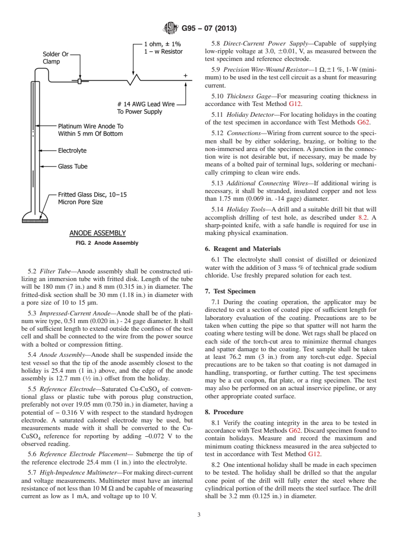 ASTM G95-07(2013) - Standard Test Method for Cathodic Disbondment Test of Pipeline Coatings (Attached Cell  Method)