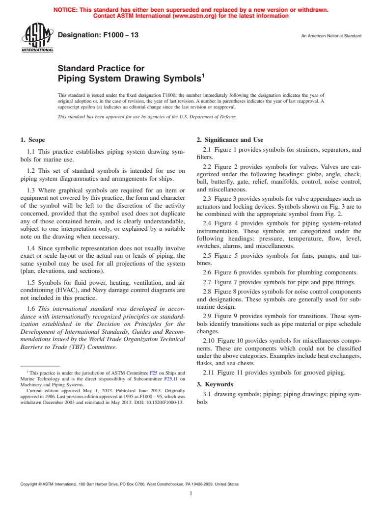 ASTM F1000-13 - Standard Practice for Piping System Drawing Symbols