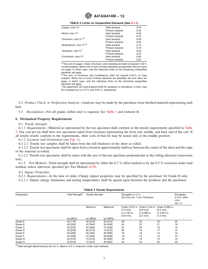 REDLINE ASTM A414/A414M-13 - Standard Specification for  Steel, Sheet, Carbon, and High-Strength, Low-Alloy for Pressure  Vessels