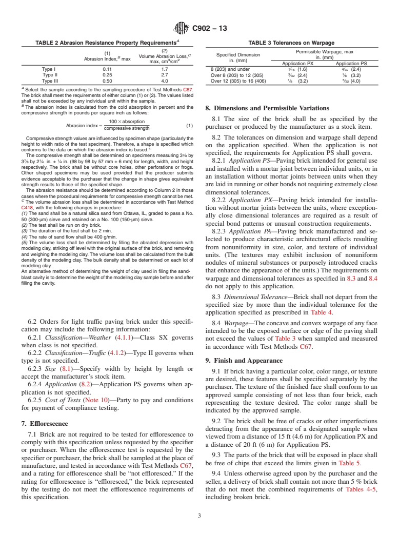 ASTM C902-13 - Standard Specification for  Pedestrian and Light Traffic Paving Brick