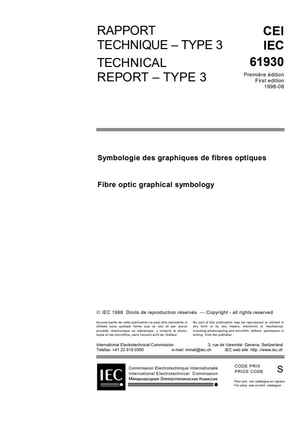 IEC TR 61930:1998 - Fibre optic graphical symbology