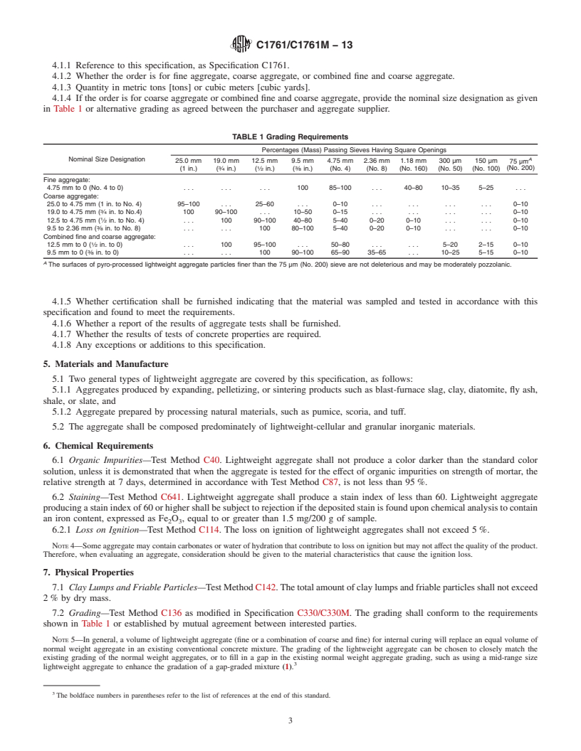 REDLINE ASTM C1761/C1761M-13 - Standard Specification for  Lightweight Aggregate for Internal Curing of Concrete