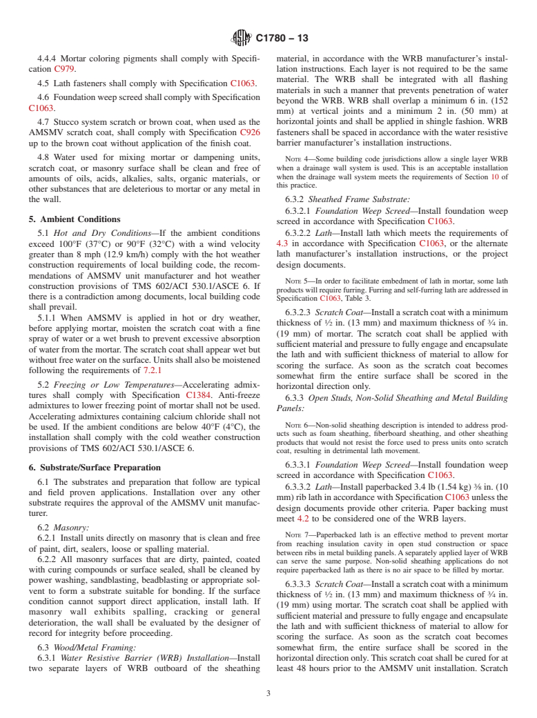 ASTM C1780-13 - Standard Practice for Installation Methods for Adhered Manufactured Stone Masonry  Veneer