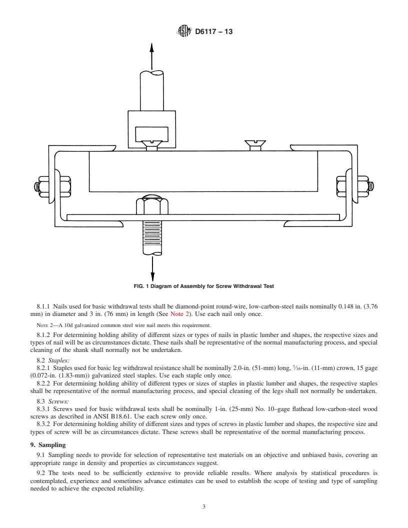 REDLINE ASTM D6117-13 - Standard Test Methods for  Mechanical Fasteners in Plastic Lumber and Shapes