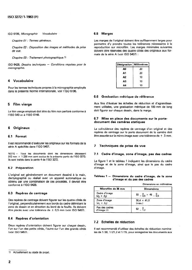 ISO 3272-1:1983 ISO 3272-1:1983 - Micrographie des dessins techniques et autres documents de bureau d'études - Page 4 preview