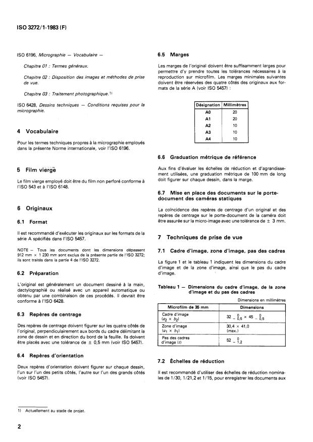 ISO 3272-1:1983 ISO 3272-1:1983 - Micrographie des dessins techniques et autres documents de bureau d'études - Page 4 preview