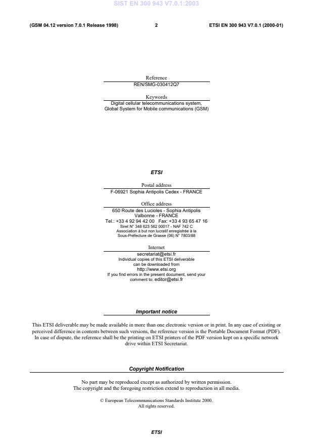 SIST EN 300 943 V7.0.1:2003 SIST EN 300 943 V7.0.1:2003 - Page 4 preview