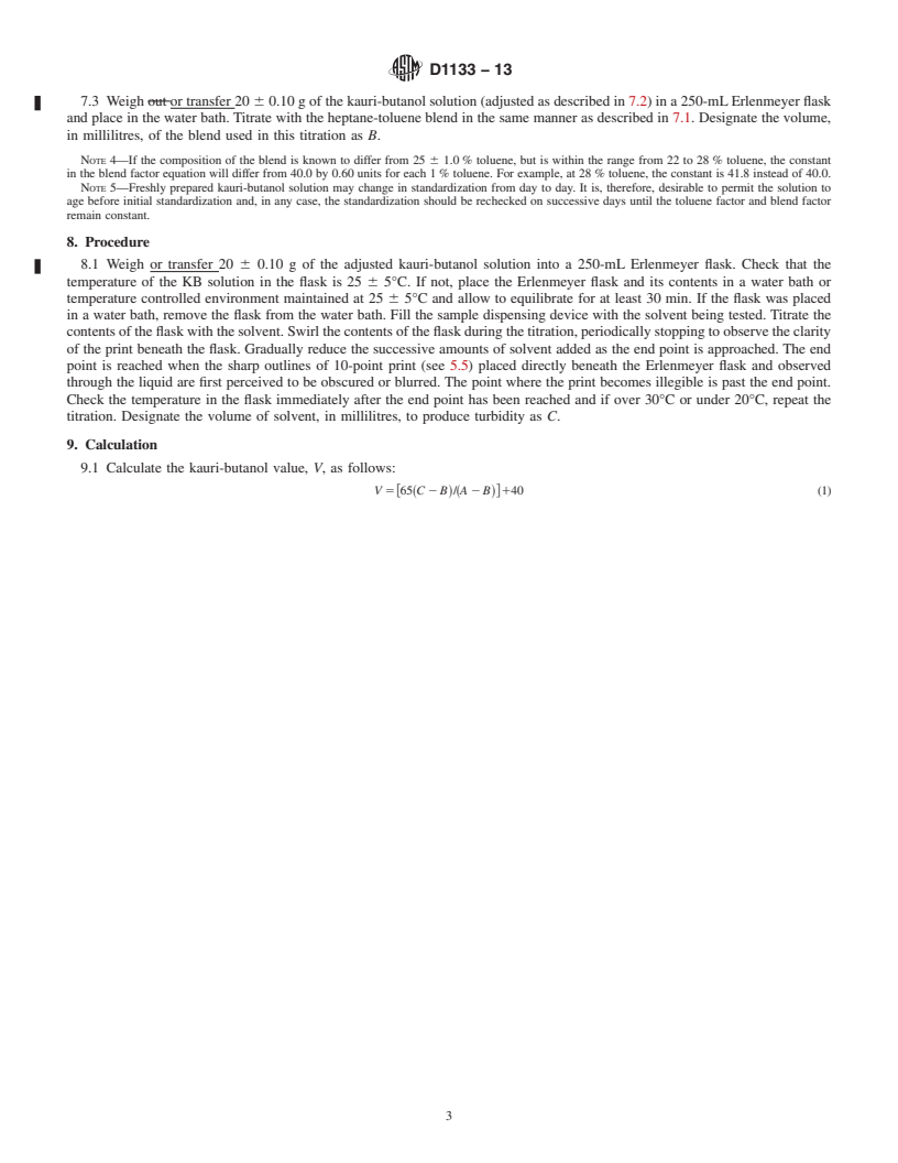 REDLINE ASTM D1133-13 - Standard Test Method for Kauri-Butanol Value of Hydrocarbon Solvents