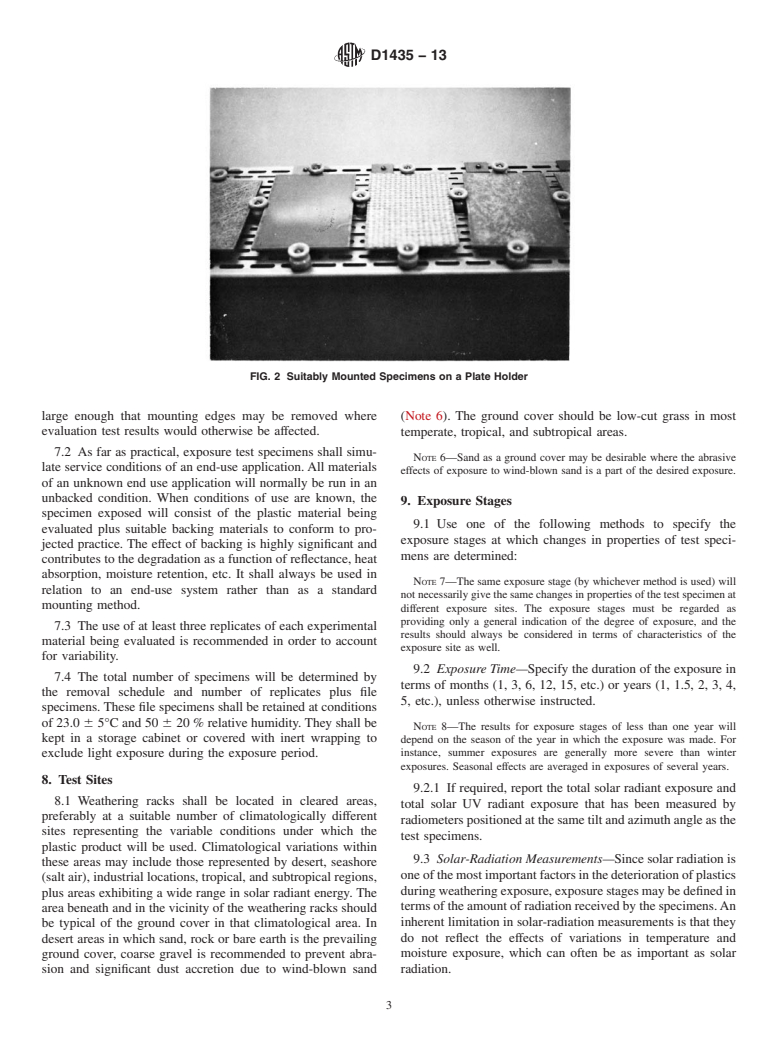 ASTM D1435-13 - Standard Practice for  Outdoor Weathering of Plastics