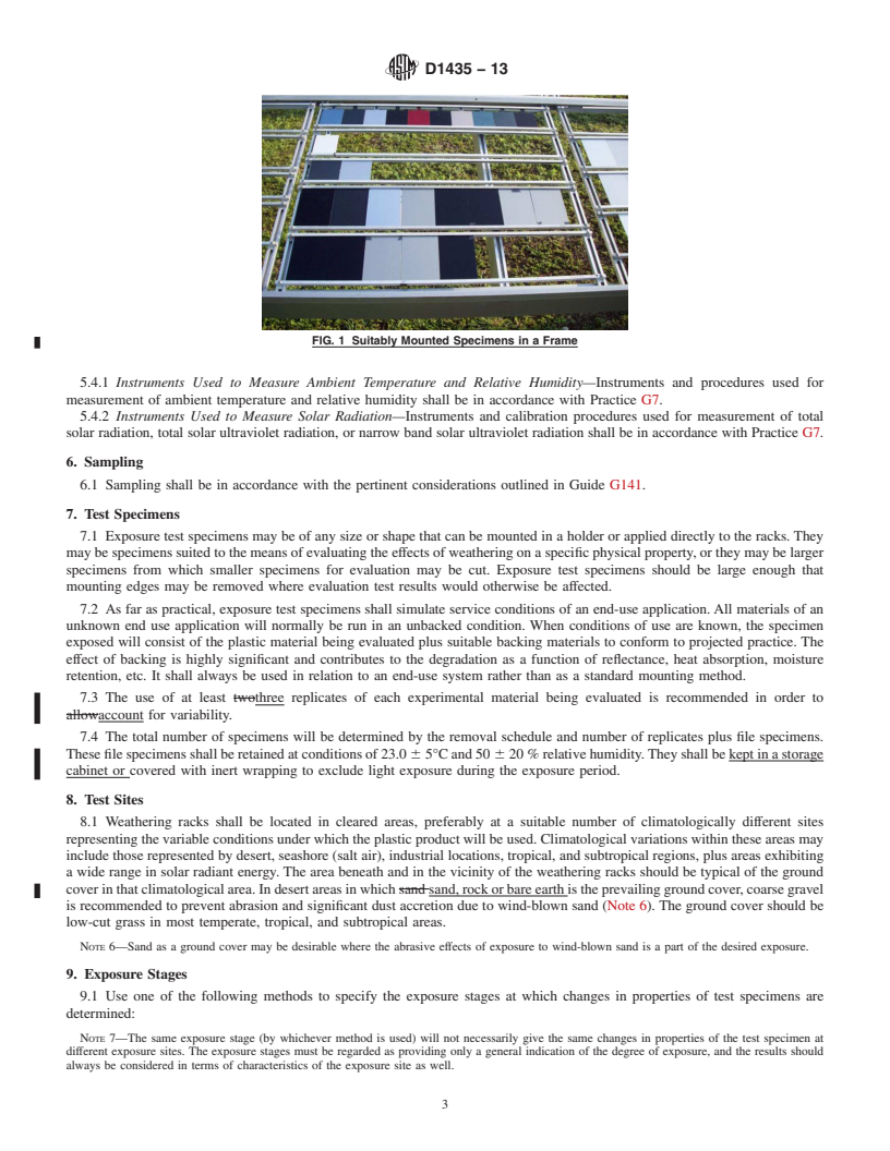 REDLINE ASTM D1435-13 - Standard Practice for  Outdoor Weathering of Plastics