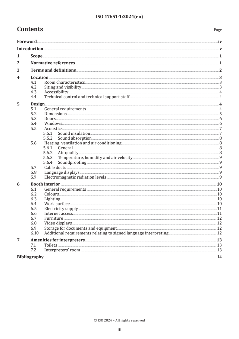 ISO 17651-1:2024 - Simultaneous interpreting — Interpreters’ working environment — Part 1: Requirements and recommendations for permanent booths
Released:19. 01. 2024