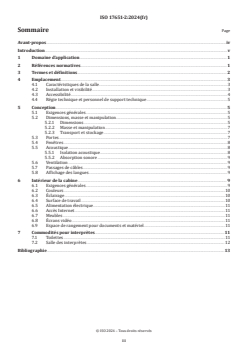 ISO 17651-2:2024 - Interprétation simultanée — Environnement de travail des interprètes — Partie 2: Exigences et recommandations pour les cabines mobiles
Released:19. 01. 2024 - Page 3 preview