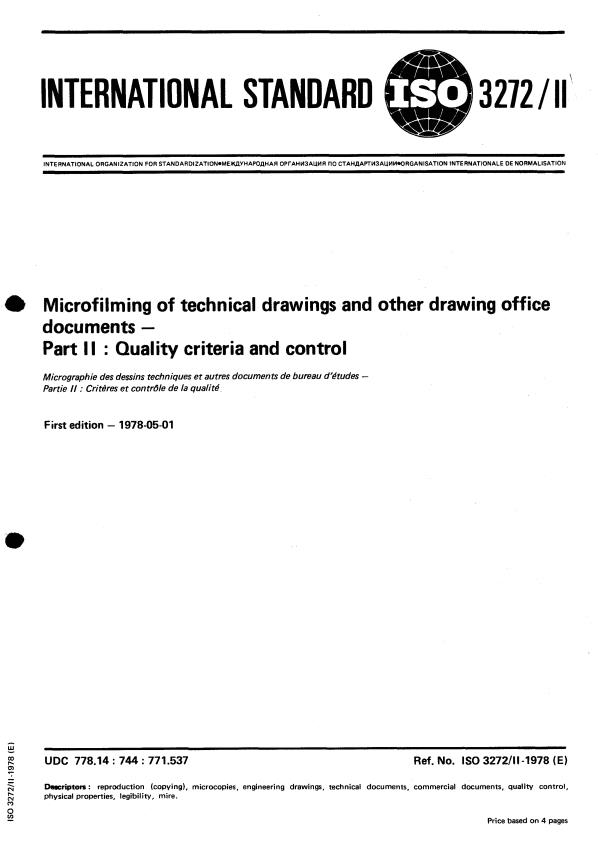 ISO 3272-2:1978 - Microfilming of technical drawings and other drawing office documents