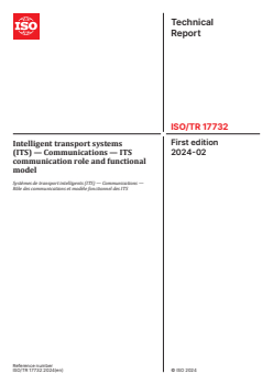 ISO/TR 17732:2024 ISO/TR 17732:2024 - Intelligent transport systems (ITS) — Communications — ITS communication role and functional model
Released:12. 02. 2024 - Page 1 preview