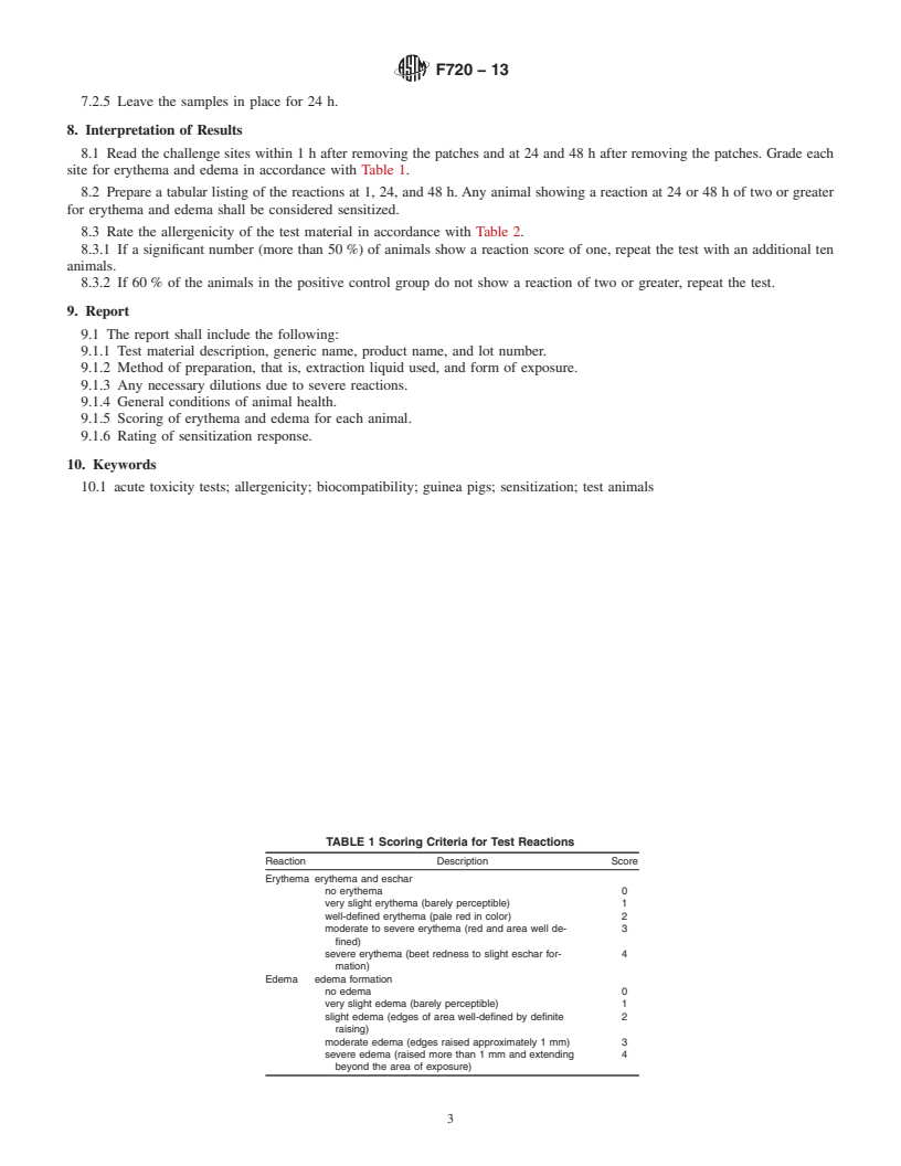 REDLINE ASTM F720-13 - Standard Practice for  Testing Guinea Pigs for Contact Allergens: Guinea Pig Maximization  Test