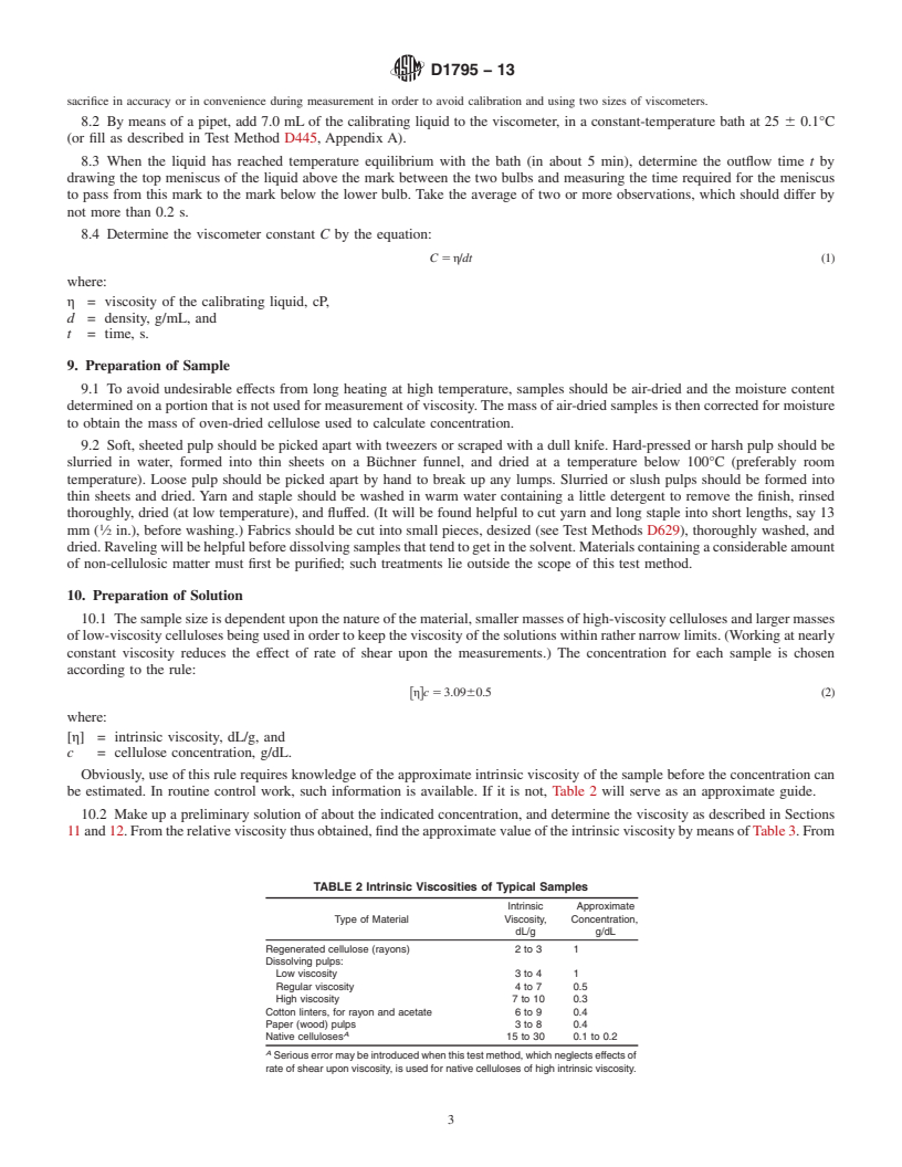 REDLINE ASTM D1795-13 - Standard Test Method for Intrinsic Viscosity of Cellulose