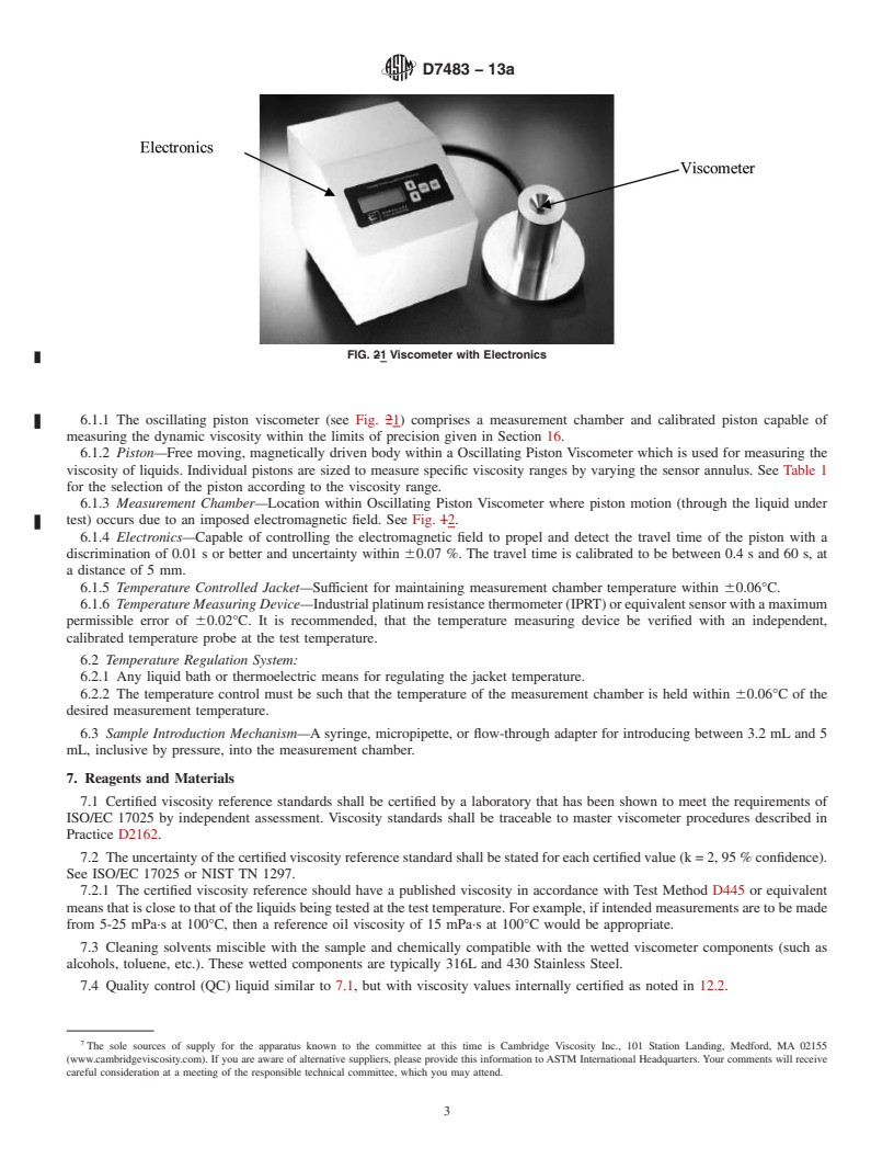 REDLINE ASTM D7483-13a - Standard Test Method for Determination of Dynamic Viscosity and Derived Kinematic Viscosity  of Liquids by Oscillating Piston Viscometer