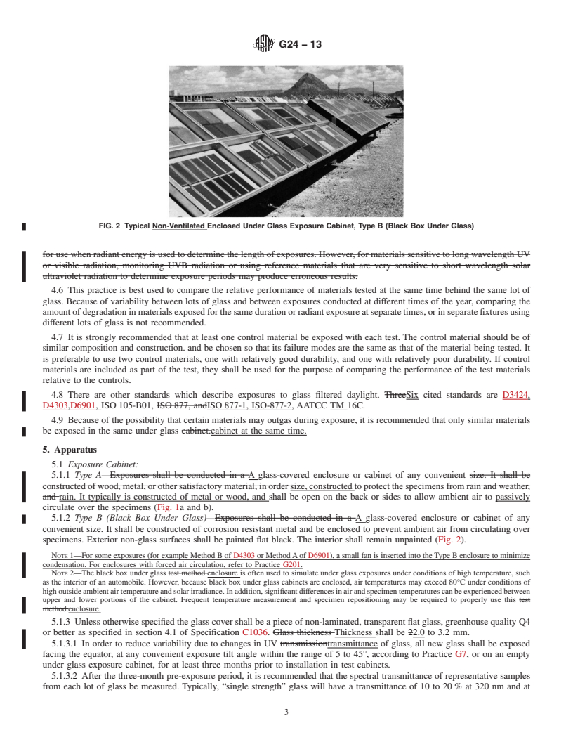 REDLINE ASTM G24-13 - Standard Practice for  Conducting Exposures to Daylight Filtered Through Glass