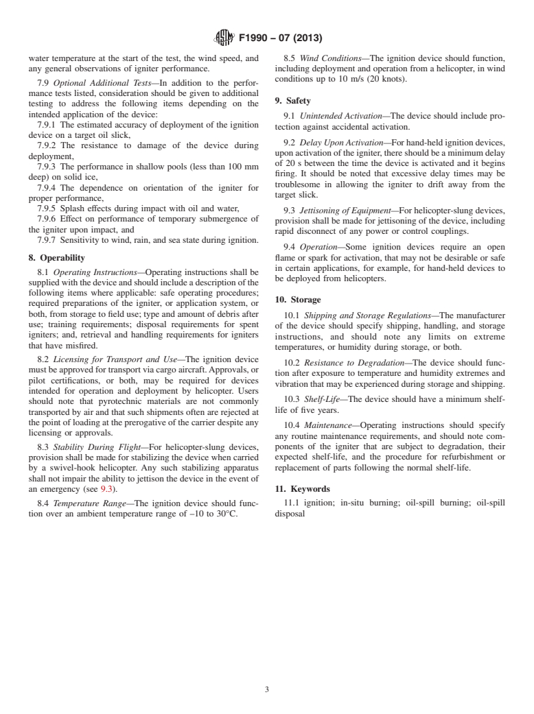 ASTM F1990-07(2013) - Standard Guide for  In-Situ Burning of Spilled Oil: Ignition Devices