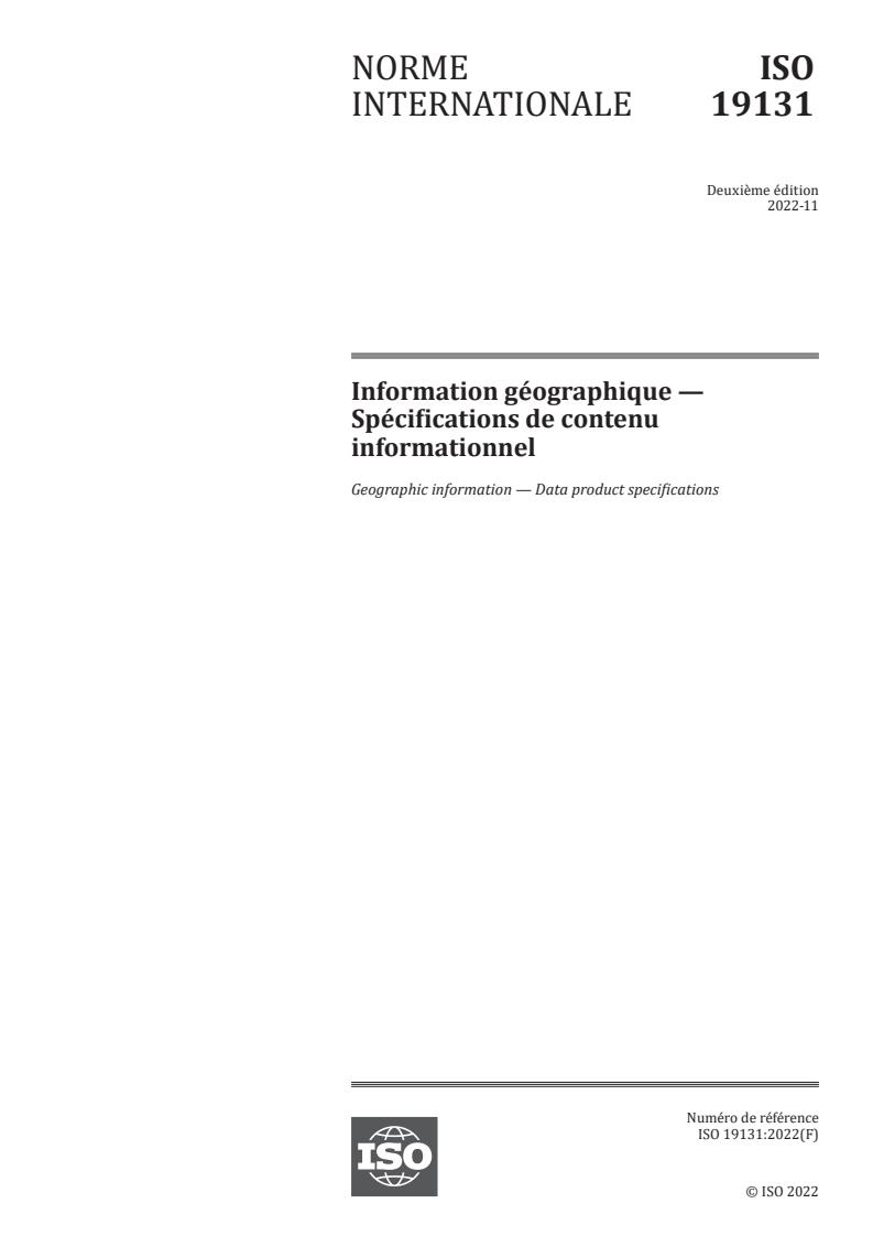 ISO 19131:2022 - Geographic information — Data product specifications
Released:28. 11. 2022