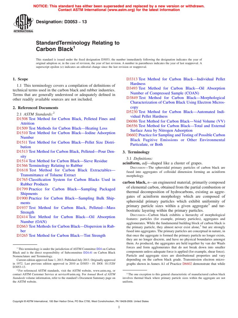 ASTM D3053-13 - Standard Terminology Relating to  Carbon Black