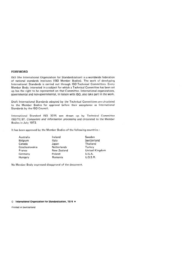 ISO 3275:1974 ISO 3275:1974 - Information processing -- Implementation of the 7- bit coded character set and its 7- bit and 8- bit extensions on 3,81 mm magnetic cassette for data interchange - Page 2 preview