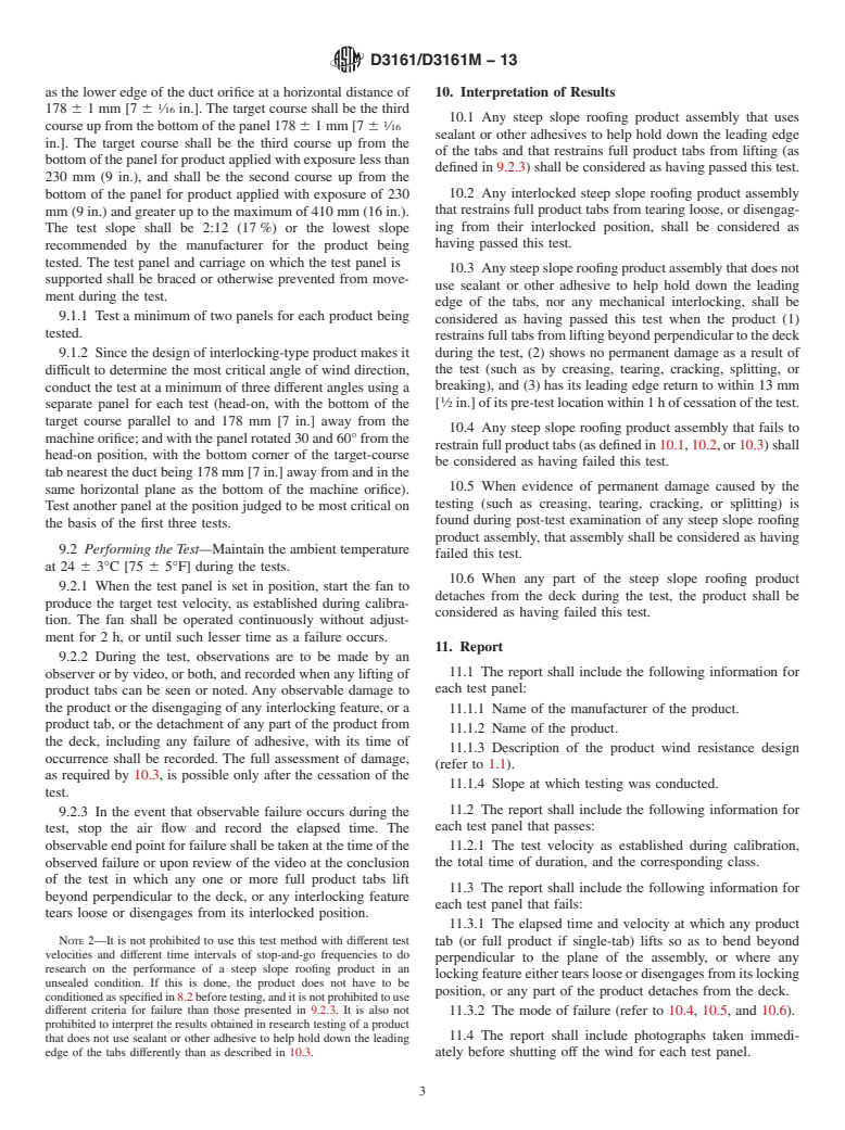 ASTM D3161/D3161M-13 - Standard Test Method for  Wind-Resistance of Steep Slope Roofing Products (Fan-Induced  Method)