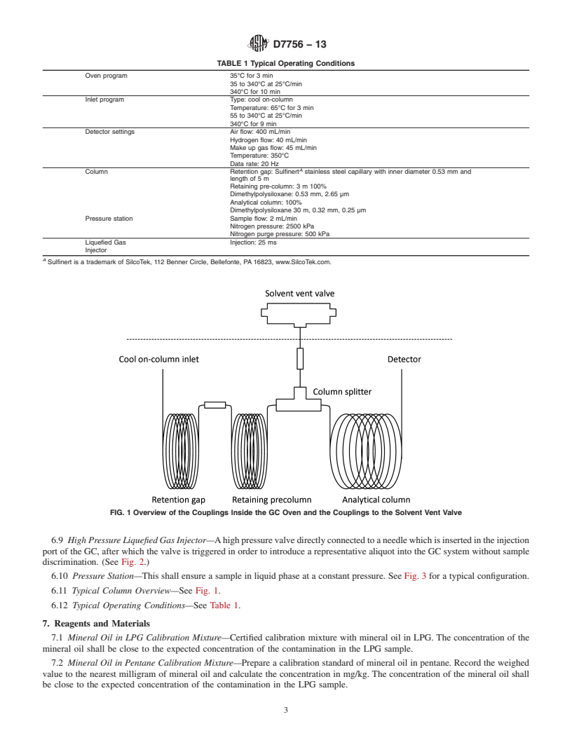REDLINE ASTM D7756-13 - Standard Test Method for Residues in Liquefied Petroleum (LP) Gases by Gas Chromatography  with Liquid, On-Column Injection