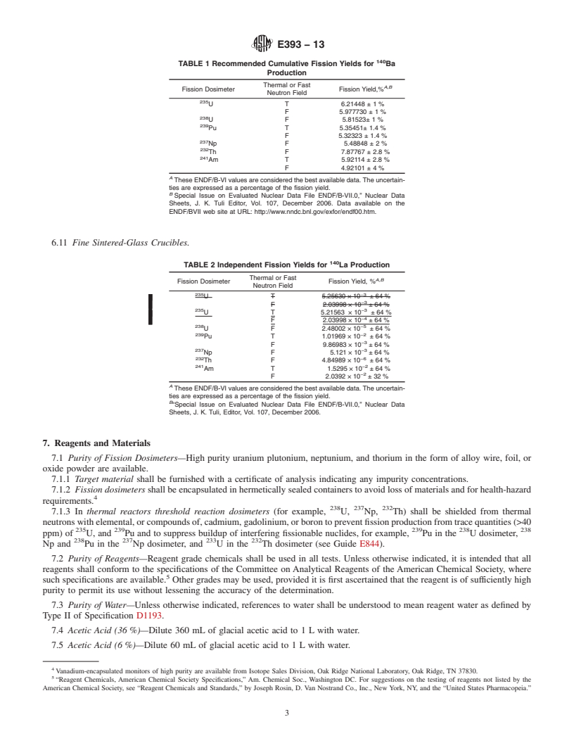 REDLINE ASTM E393-13 - Standard Test Method for  Measuring Reaction Rates by Analysis of Barium-140 From Fission  Dosimeters