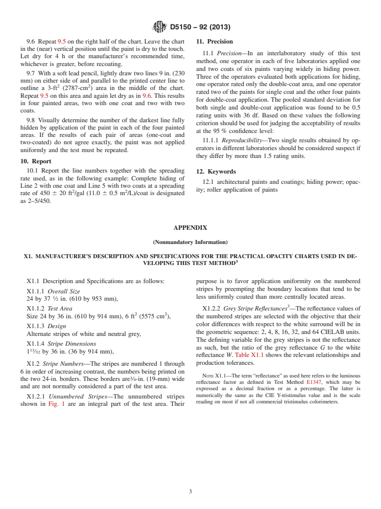 ASTM D5150-92(2013) - Standard Test Method for  Hiding Power of Architectural Paints Applied by Roller