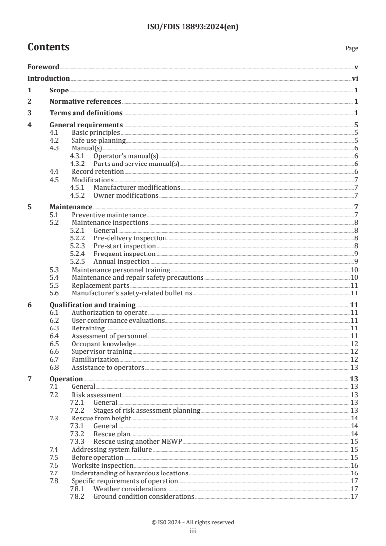 ISO/FDIS 18893 - Mobile elevating work platforms — Safety principles, inspection, maintenance and operation
Released:27. 06. 2024